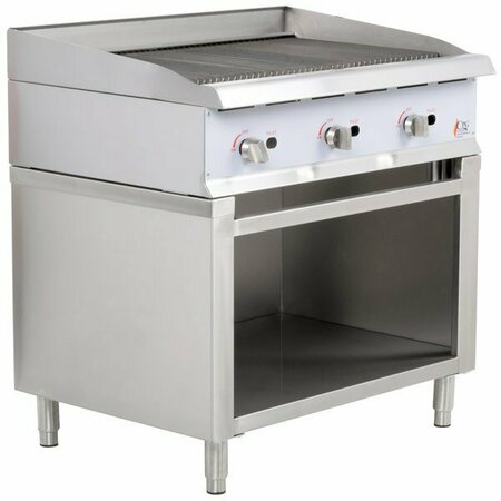 COOKING PERFORMANCE GROUP 36CBRSBNL 36in Gas Radiant Charbroiler with Cabinet Base - 120000 BTU 35136CBRSBNL
